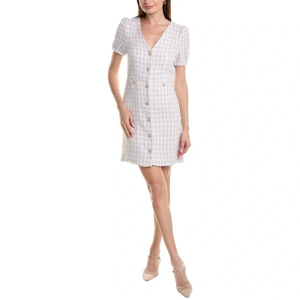 Nanette By Nanette Lepore Naya Plaid Sheath Dress - Size 12 - Purple - NWT